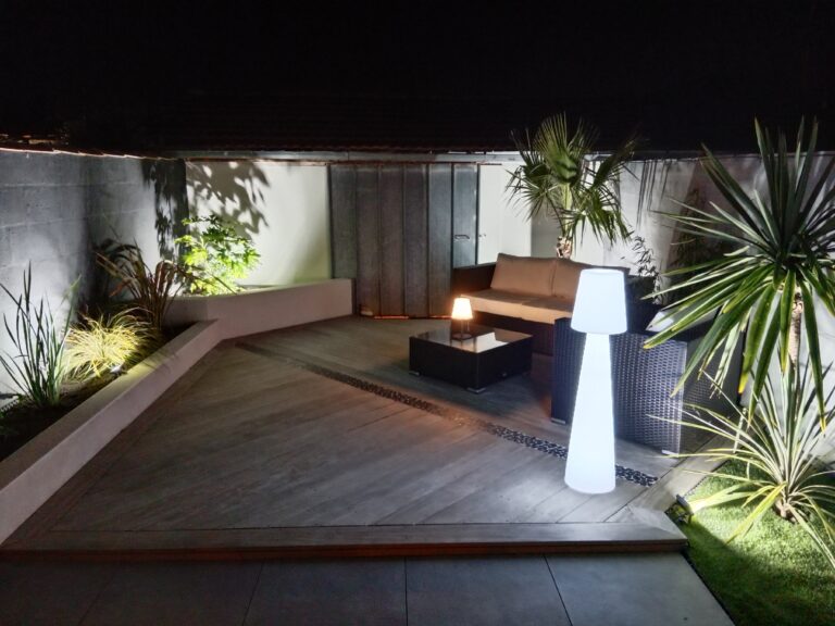 terrasse avec éclairage